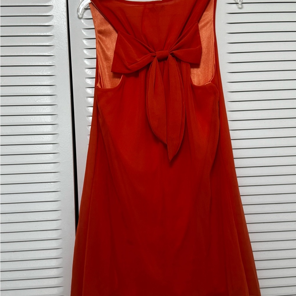 Vibrant Orange Bow Mini Dress